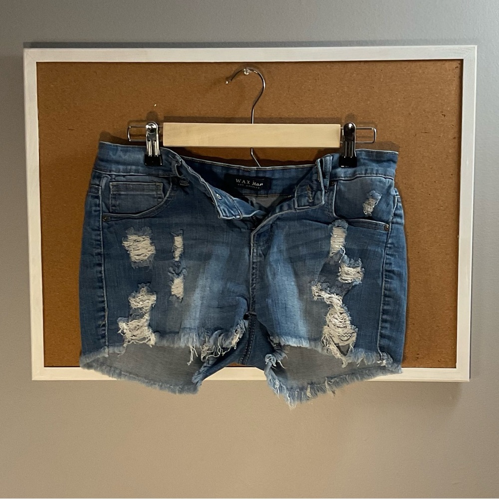 Wax Jean - Blue Ripped Jean Shorts